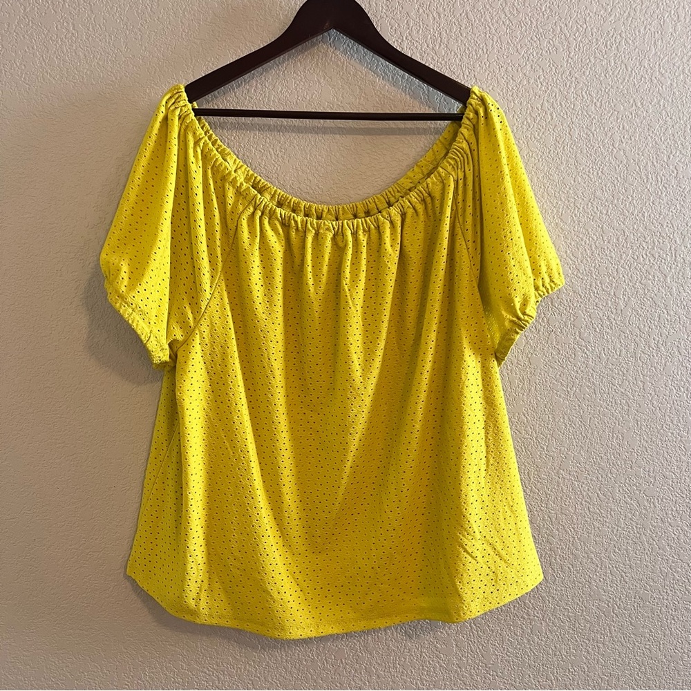 Lane Bryant Yellow Eyelet Top Size 22/24